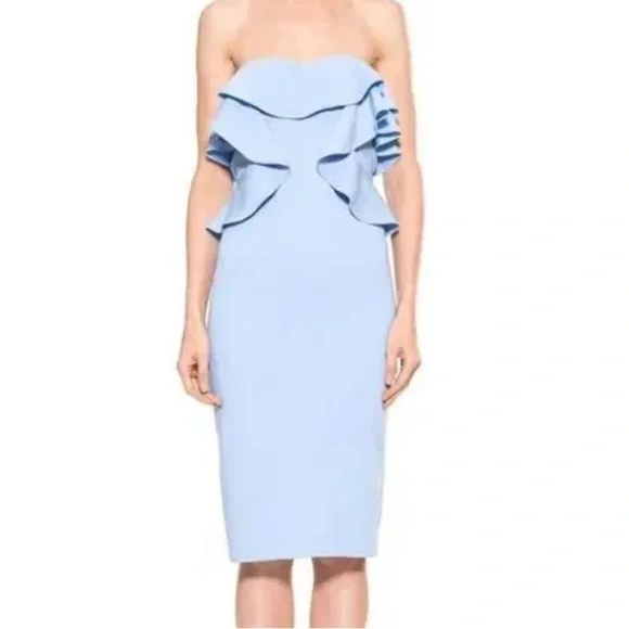 Alexia Admor Light Blue Strapless Cascading Ruffles Mini Dress New With Tags 14 - Picture 5 of 16